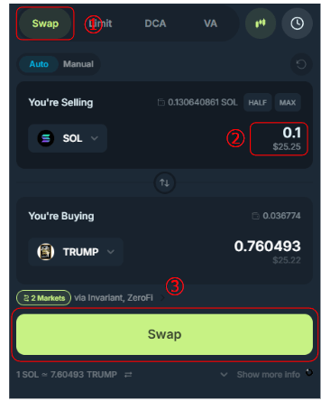 Jupiterスワップ画面