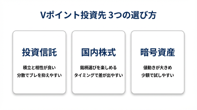 Vポイント投資先3つの比較