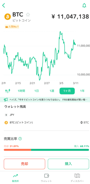 Coincheckアプリ画面3