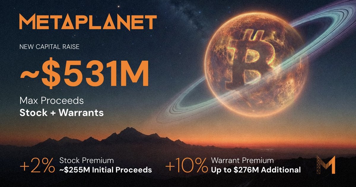 メタプラネットが計最大1220億円規模の新たな資金調達を発表、21万BTC保有目標を推進へ