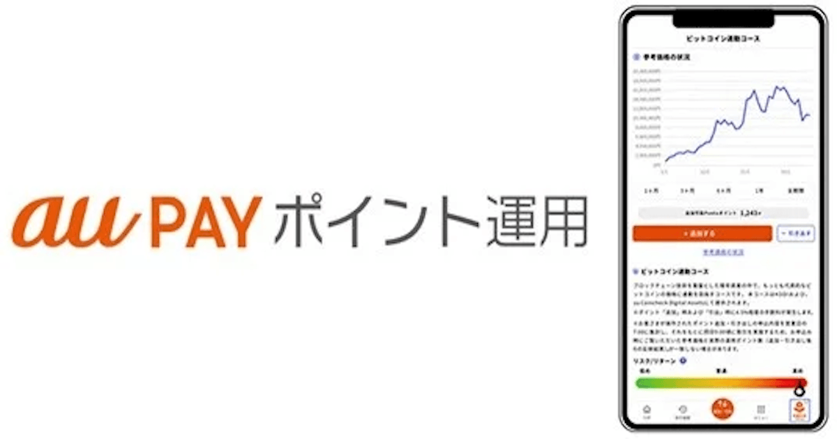 au PAY ポイント運用、ビットコイン連動コース開始