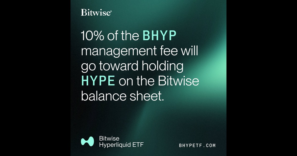米ビットワイズ、ハイパーリキッドETFの管理報酬10%でHYPEを購入し自社保有へ