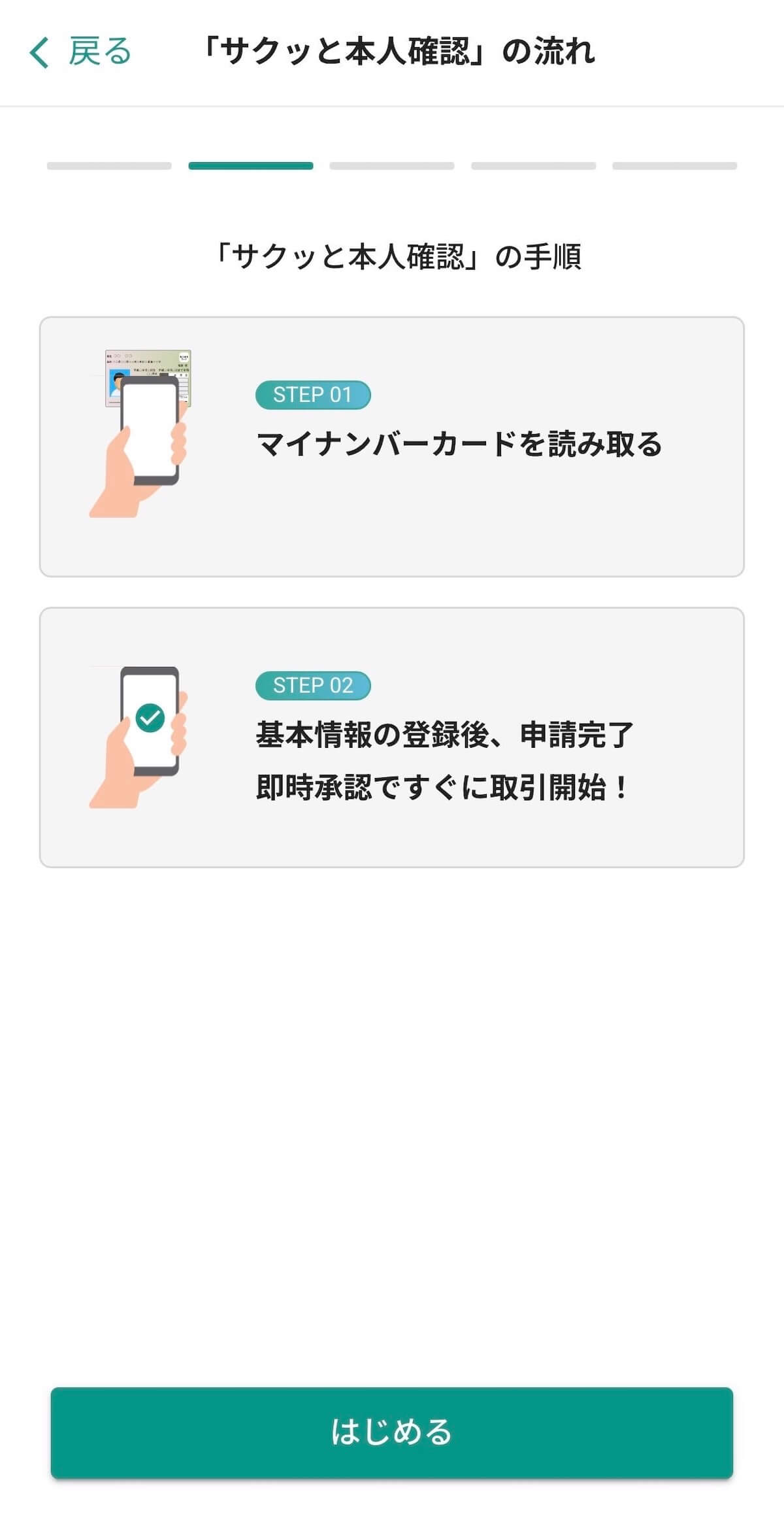 ビットバンク サクッと本人確認の流れ画面